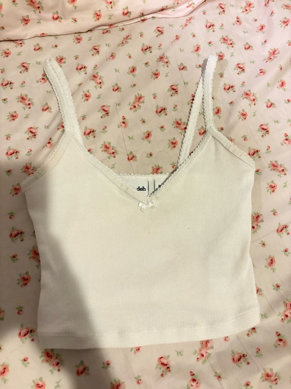 Aritzia White Ribbed Camisole Tank Top